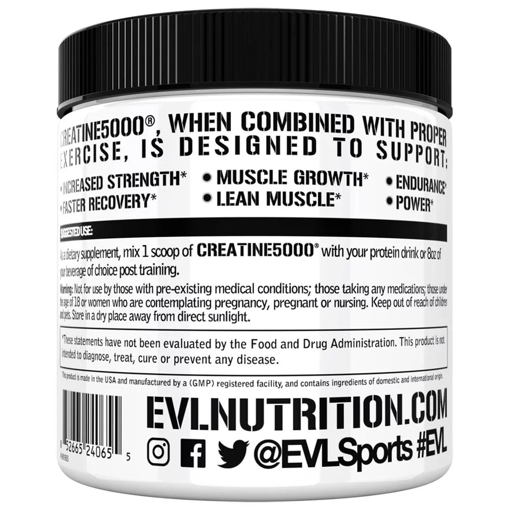 Creatine 5000 - Supports Faster Recovery, Lean Muscle Growth & Performance - Pre & Post Workout Powder - 5000Mg Pure Creatine Monohydrate per Serving - 60 Servings - Unflavored