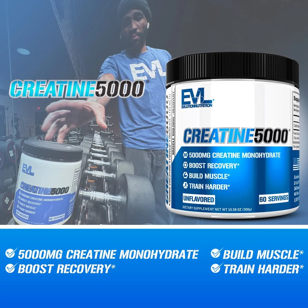 Creatine 5000 - Supports Faster Recovery, Lean Muscle Growth & Performance - Pre & Post Workout Powder - 5000Mg Pure Creatine Monohydrate per Serving - 60 Servings - Unflavored